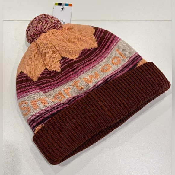 SmartWool Adult Knit Winter Pattern Pom Beanie Merino Wool Apricot NWT Women\'s main image 4